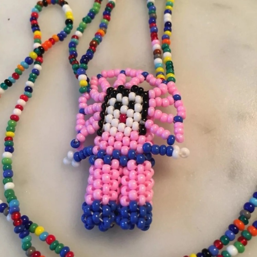 Vintage Indian Chief Native Bead Necklace